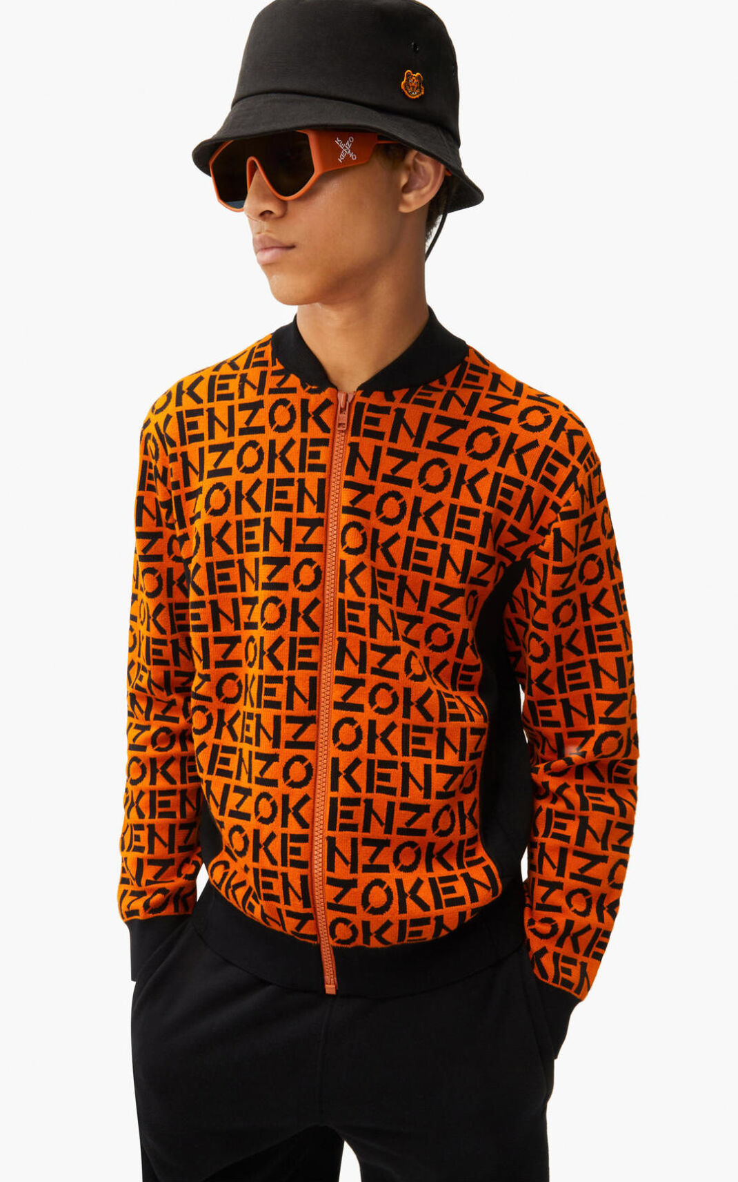 Kenzo monogrammed in jacquard Spor Ceket Erkek Koyu Turuncu | 8312-KUWVF